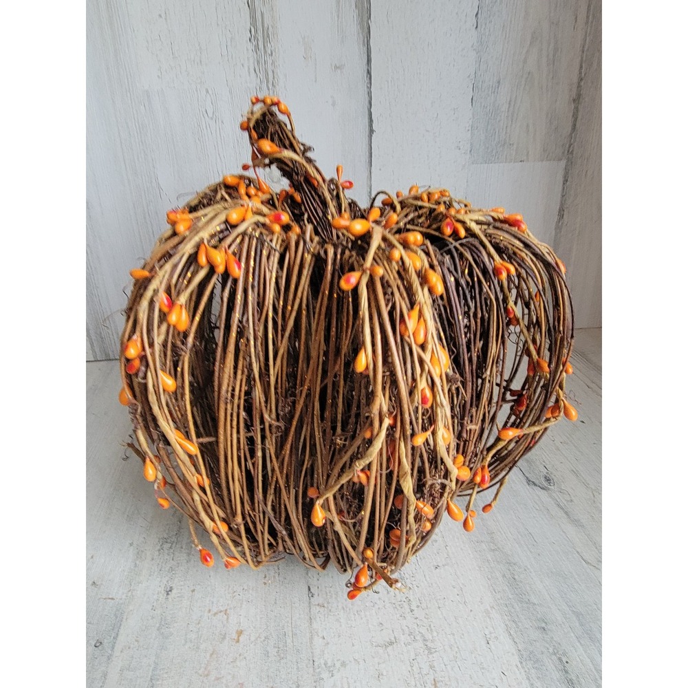 Halloween fall branch woven pumpkin home decor prop grapevine unique
